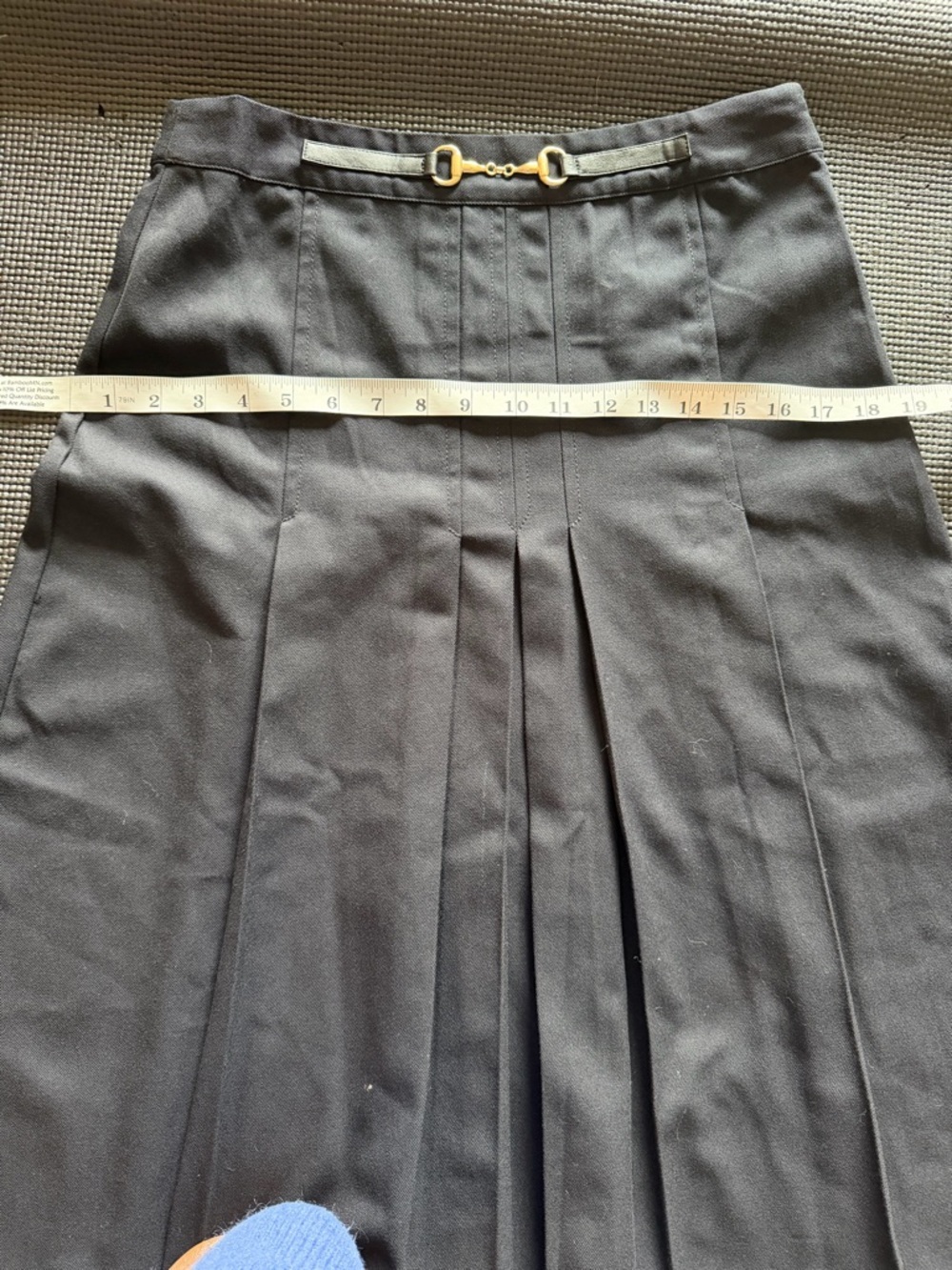 H&M Black A-Line Pleated Skirt with Gold Buckle - Picture 12 of 13